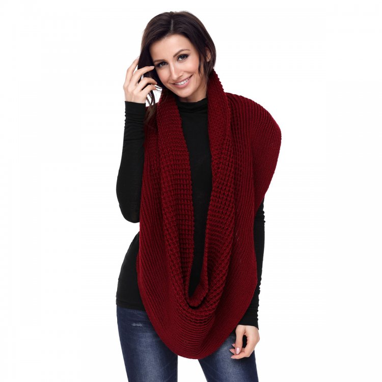 Burgundy Cable Knit Chunky Scarf