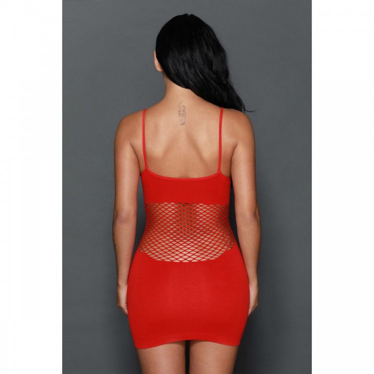 Red Honeycomb Hollows Chemise Dress