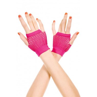 Rosy Fingerless Net Short Gloves