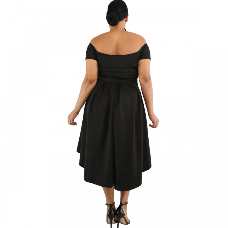 Black Plus Size Off Shoulder Swing Dress