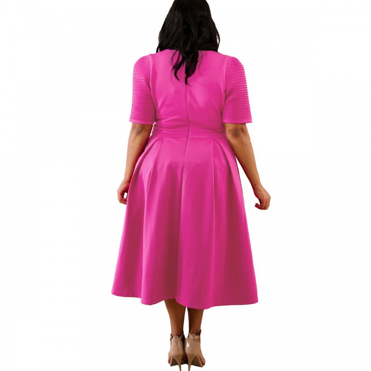 Rosy Plus Size Pleat Flare Dress