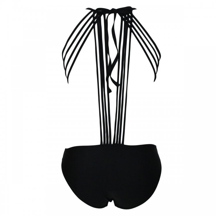 Plus Size Sexy Black One-piece Swimwear with Strings