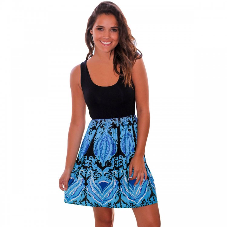 Aqua Printed Short Dress