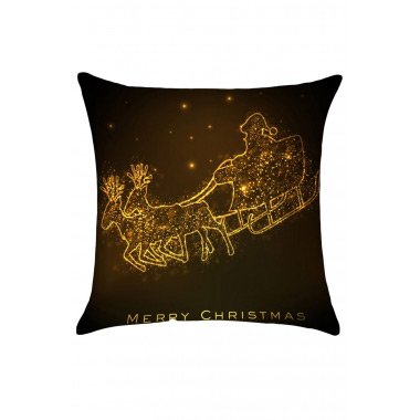 Golden Christmas Carriage Decorative Pillow Cover