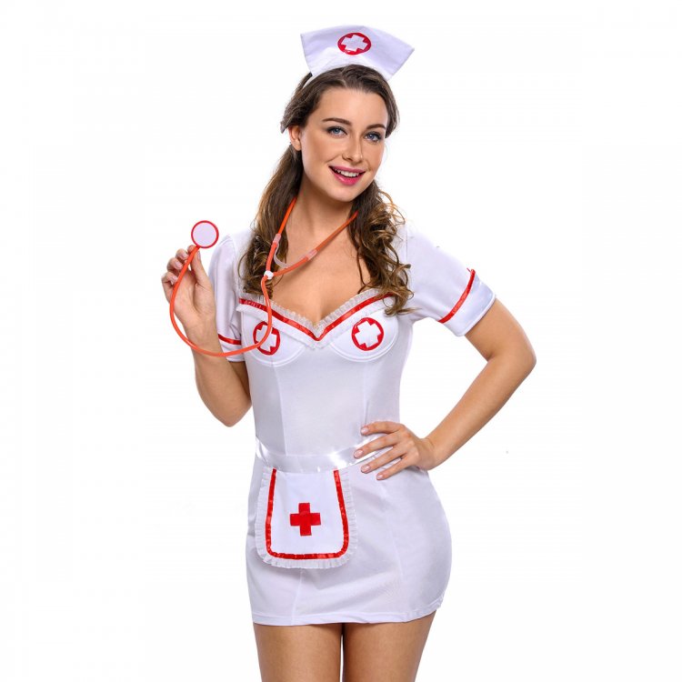 3pcs Flirty Night Nurse Costume