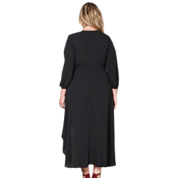 Black Ruffle Wrap Plus Size Hi-low Dress