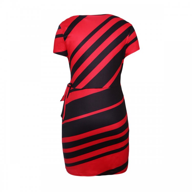 Red Black Stripe Knot Sheath Dress