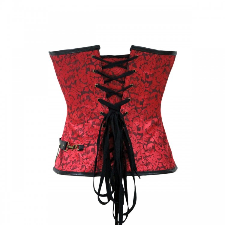 Red 14 Steel Bone Steampunk Leather Corset with Thong