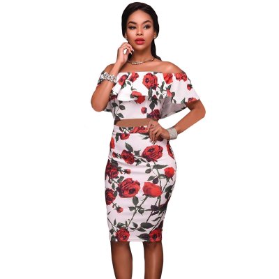 Red Roses Print Two-piece Set