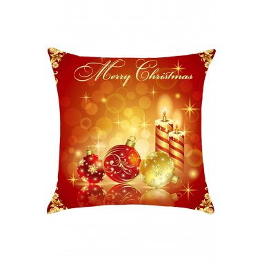 Decorative Balls&Candles Merry Christmas Pillowcase