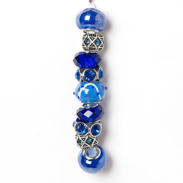 Holiday strung beads, dark blue, 9PC