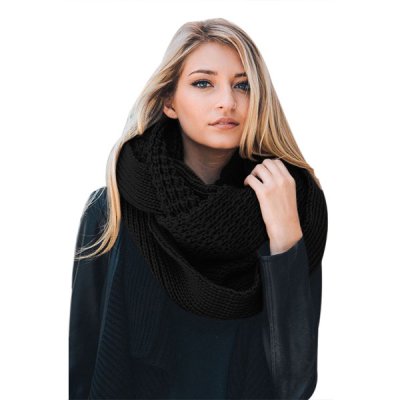 Black Cable Knit Chunky Scarf