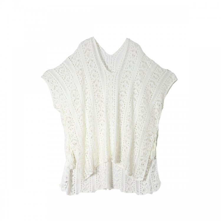 White Crochet Knitted Tassel Tie Kimono Beachwear