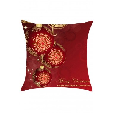 Deep Red Christmas Balls Print Cushion Case