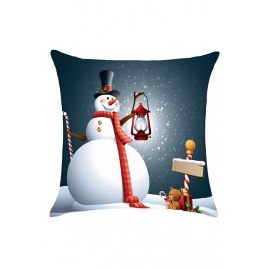 Christmas Snowman Print Cushion Cover
