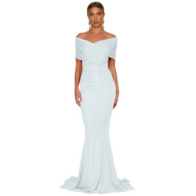 White Off-shoulder Mermaid Wedding Party Gown