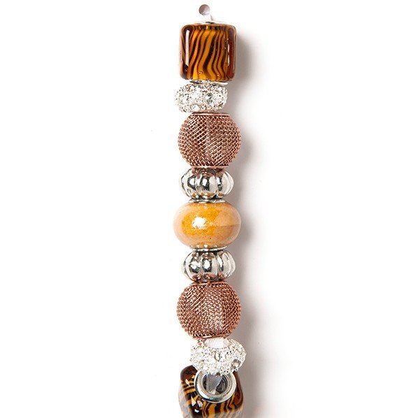 Fashion strung beads, silver Brown, 9PC