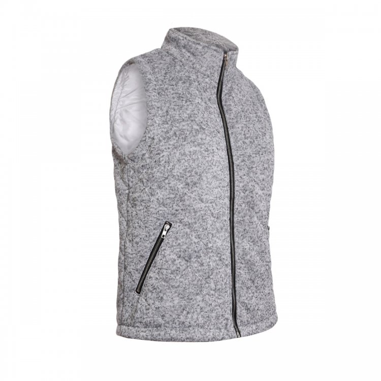 Gray Zipped Quilted Vest with Pockets