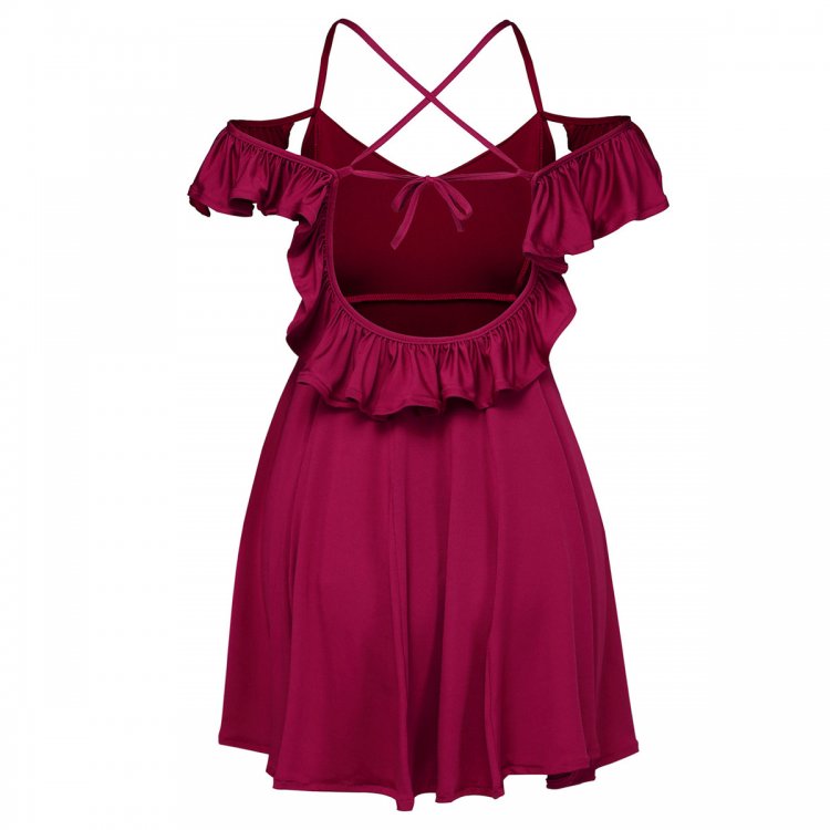 Sweet Sexy Wine Backless Skater Dress