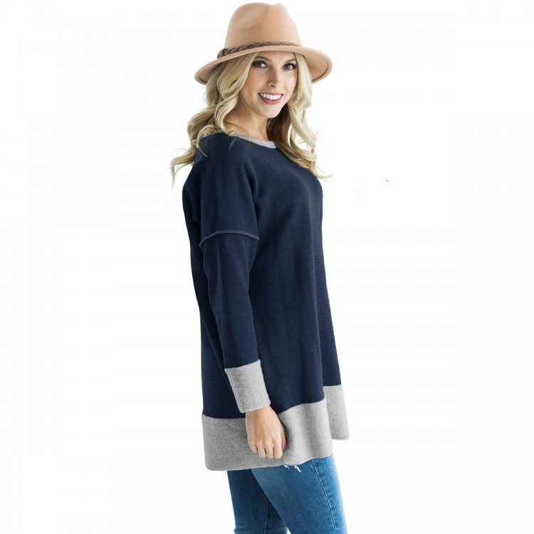 Blue Two Tone French Terry Sweatshirt