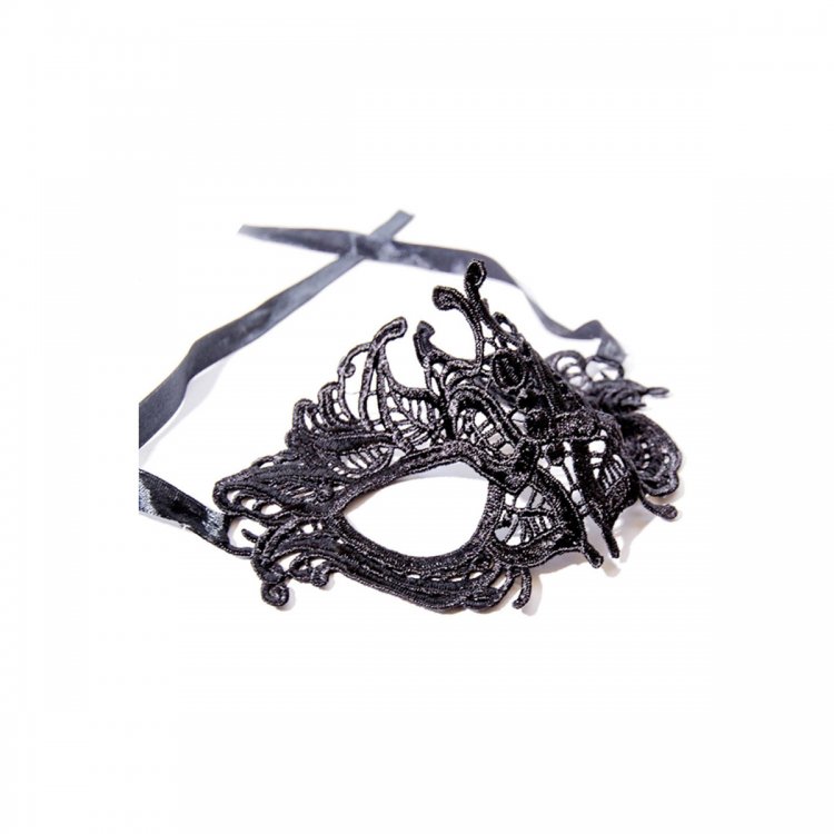 Black Metallic Lace Halloween Eye Mask