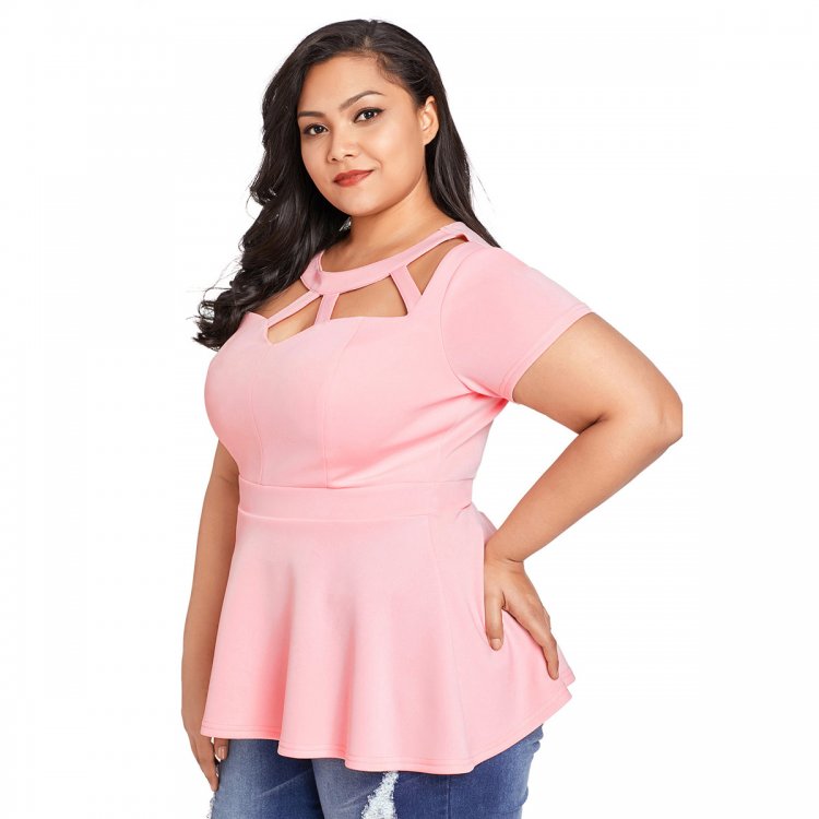 Pink Plus Size Caged Top