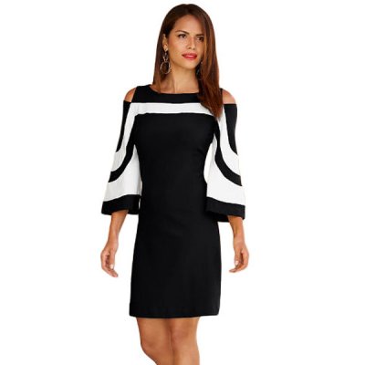 Black White Colorblock Dress