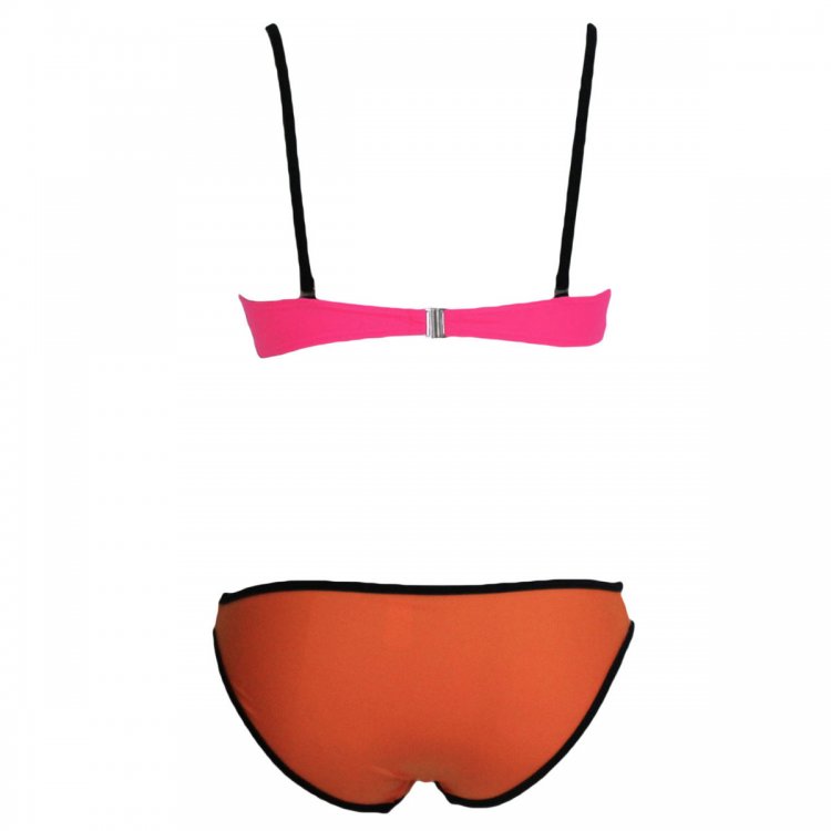 Color Block Strapless Push-up Bikini Swimsuit