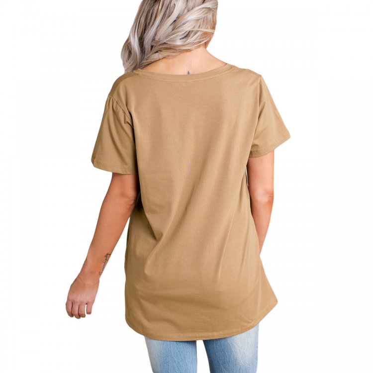Khaki Loose Fit Basic T-Shirt