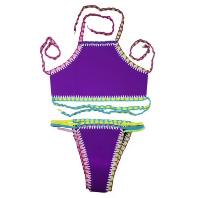 Purple Handmade Crochet Neoprene Tankini Swimsuit