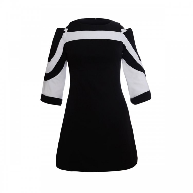 Black White Colorblock Dress