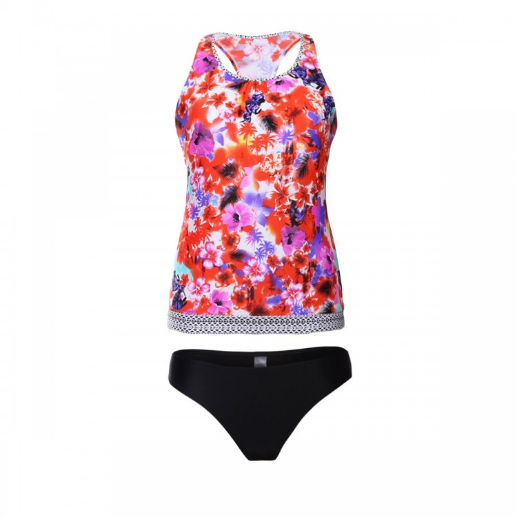 Vibrant Floral Beach Ethnic Print 2pcs Tankini Swimsuit