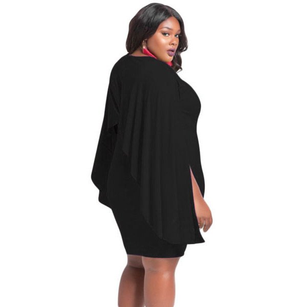 Black Cape Plus Size Dress