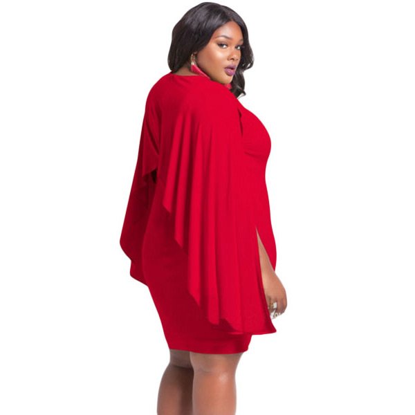 Red Cape Plus Size Dress