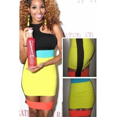 Trendy Neon Colors Stitched Celebrity Inspired Mini Dress
