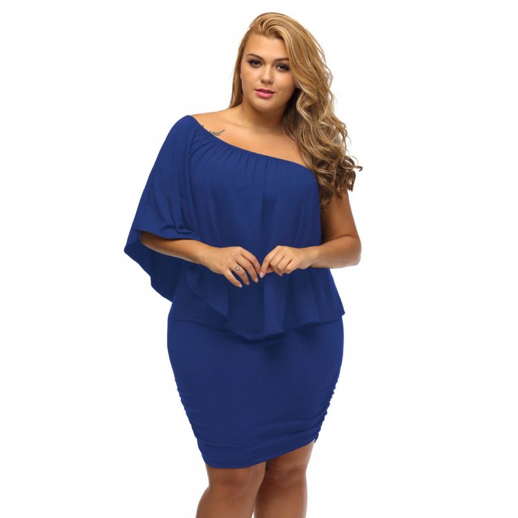 Plus Size Multiple Dressing Layered Blue Mini Dress