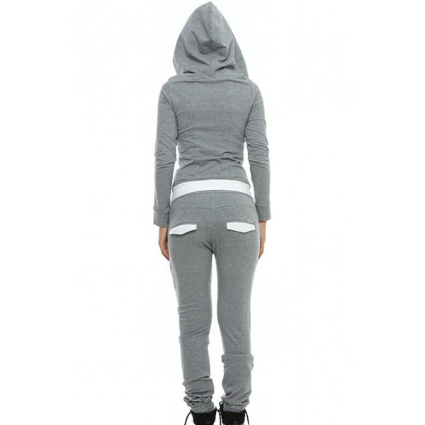 Gray Street Fashion Hooded Jogging Suit