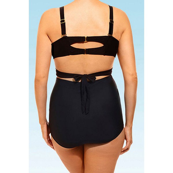 Black Wrap Underwire High Waist Plus Size Bikini