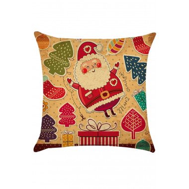 Cute Santa Print Cartoon Christmas Cushion Cover