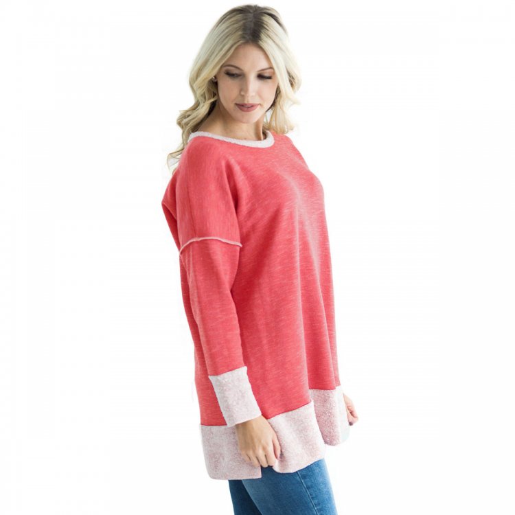 Red Two Tone French Terry Sweatshirt