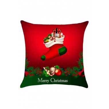 Red and Green Christmas Socks Gifts Pattern Pillow Case