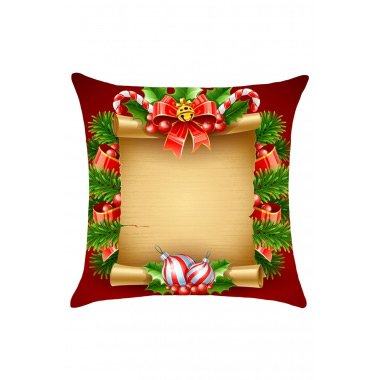 Christmas Scroll Decorations Printed Throw Pillow Case
