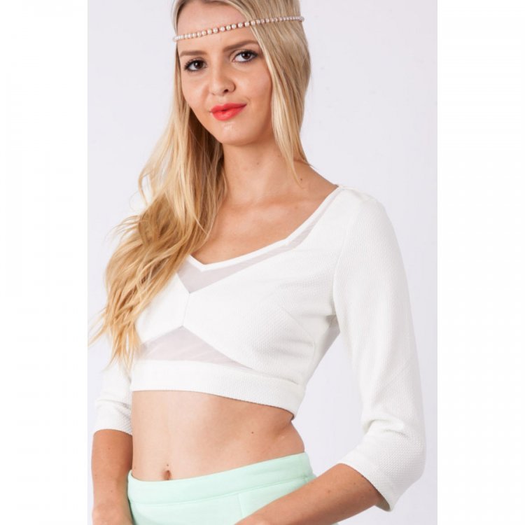 White Mesh Insert Cut Out Top